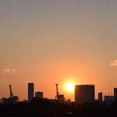 お台場の夕焼け　～キリン付き